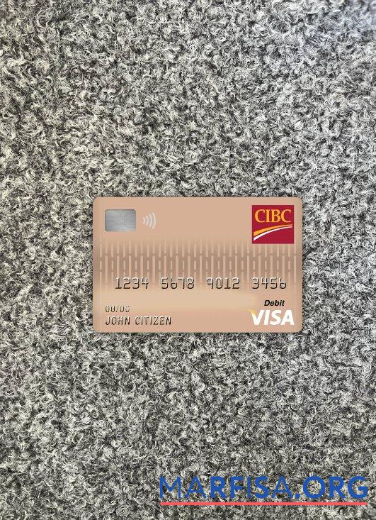 Downloadable Canada CIBC bank visa debit card photolook front download for verification